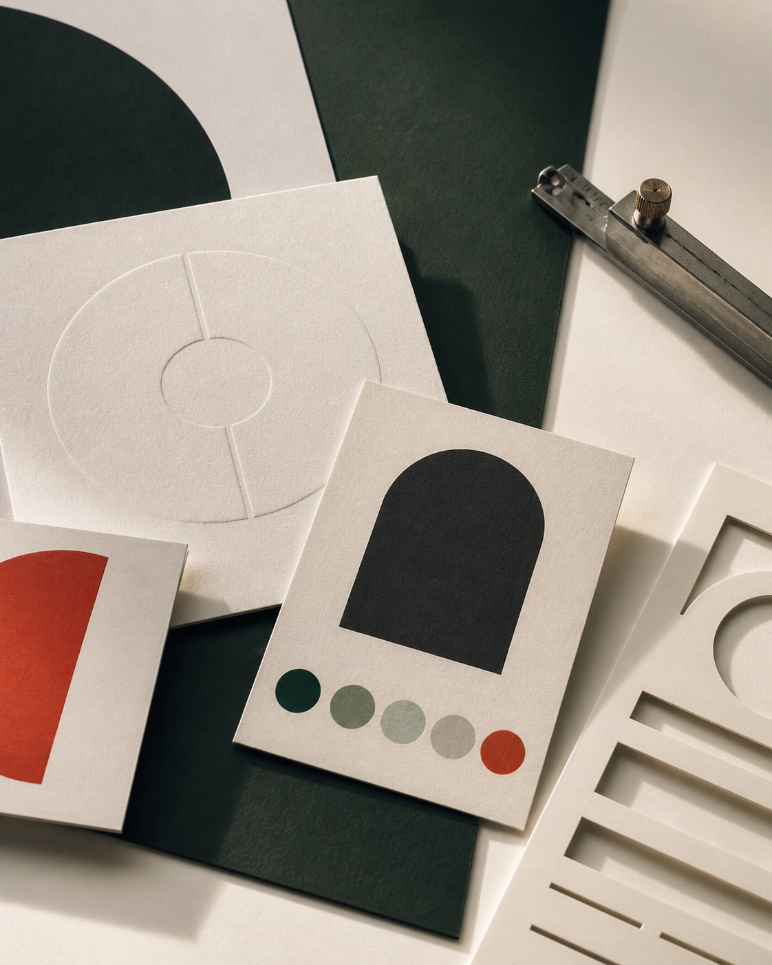 Tactile visual identity system with paper forms and color studies